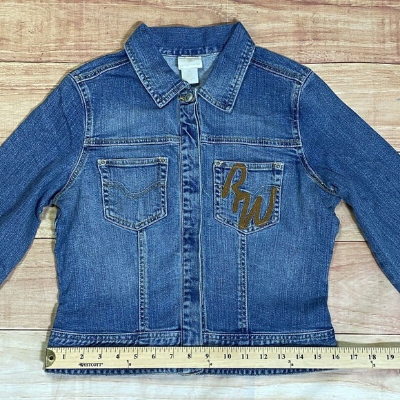 NWT ROCAWEAR Women's Denim Long Sleeve Jacket - Size Medium R98003X Logo - Picture 11 of 13
